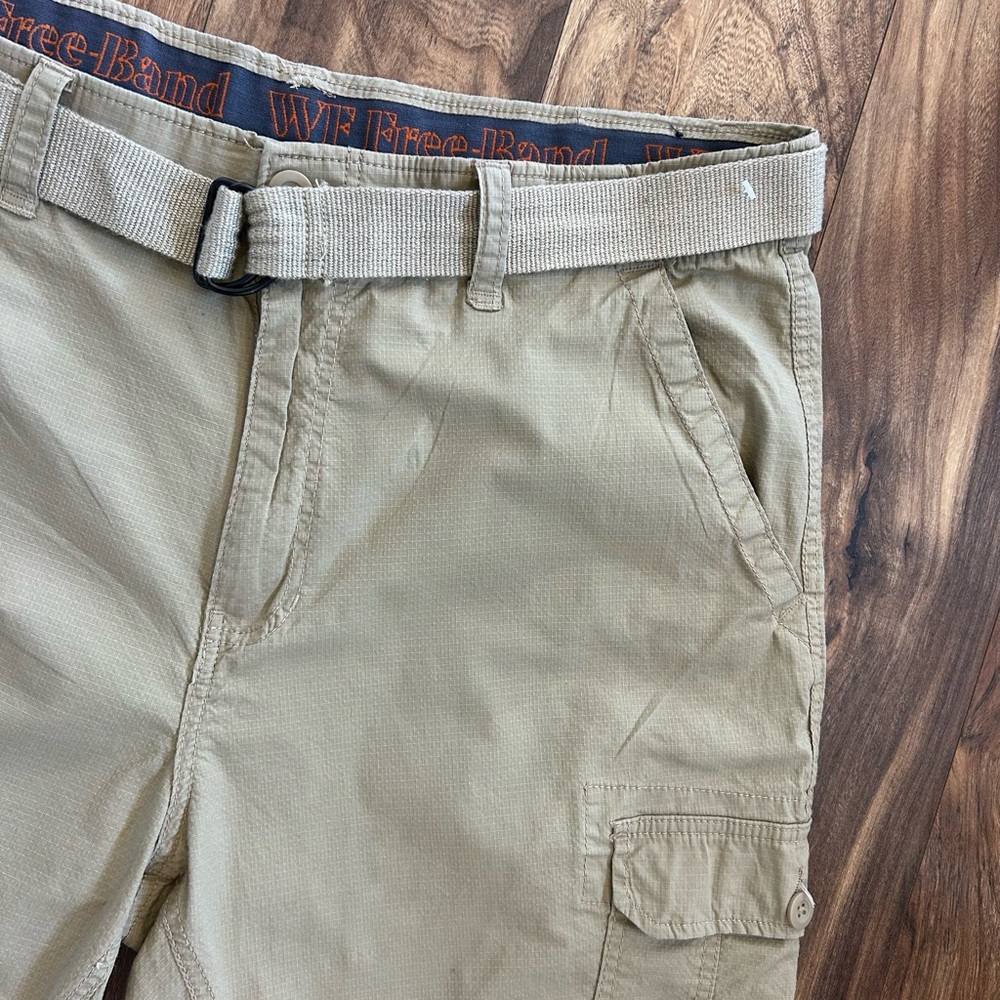WF WearFirst Free-Band Mens Cargo Pants 40x28 Khaki Tan